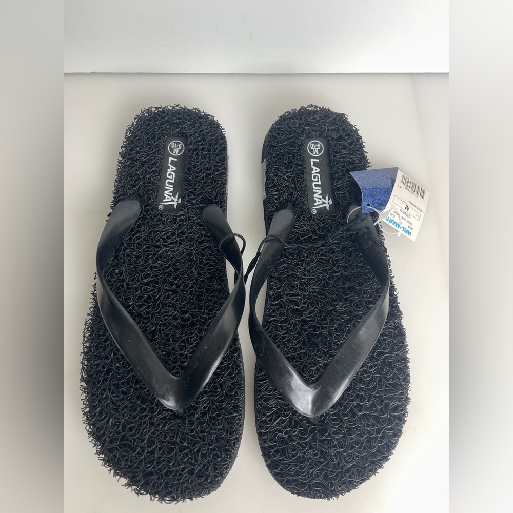 WALMART Vintage 90s Y2K Men Laguna Wire Thong Flip Flop Sandals Black Size 9-10
